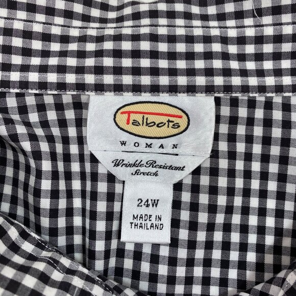 Talbots Womens Gingham Stretch Button Up Shirt Long Sleeve Black Size 3XL 24W - Picture 11 of 11